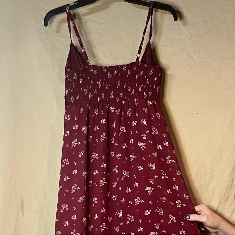 No Boundaries Maroon Floral Midi Dress